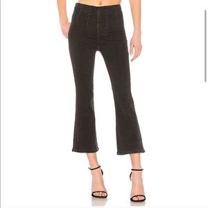 Free People Black Pull-On Crop Flare Jeans